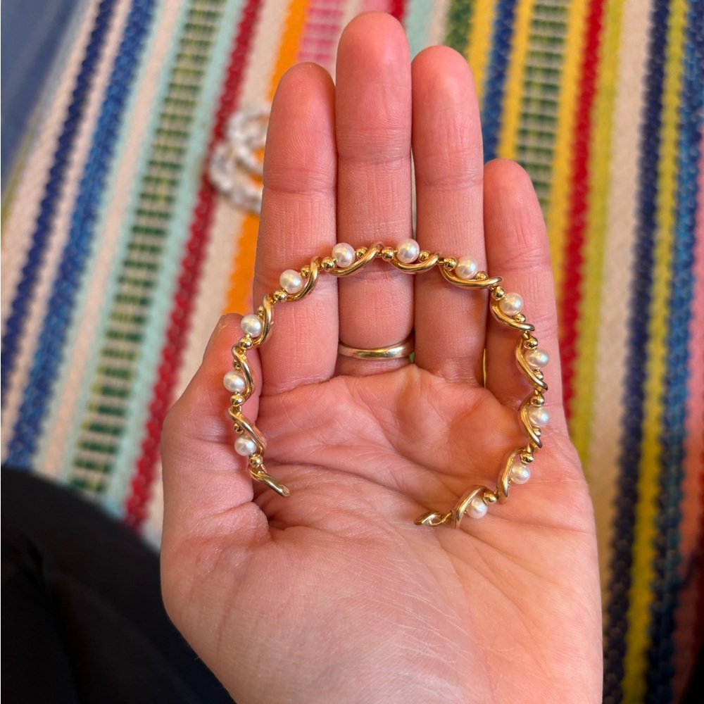 James Russell gold and pearl bracelet